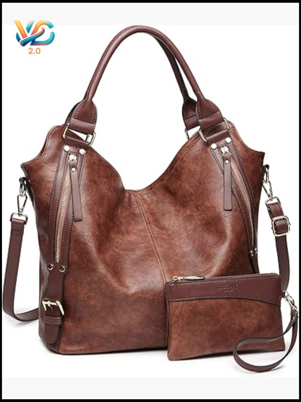 PU Leather Hobo Shoulder Bag with Adjustable Strap Tote Handbag Purse